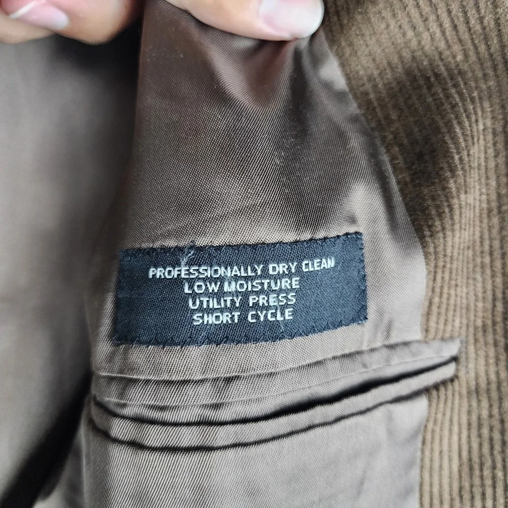Jos A Bank Blazer Mens 43R Brown Wool Silk Corduroy Sport‎ Coat Jacket 2 Button